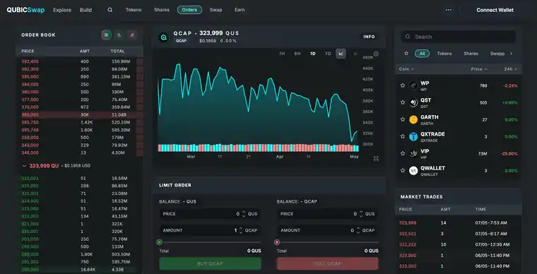 QubicSwap Qubic order book trading screen preview