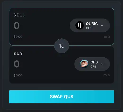 QubicSwap swap interface preview